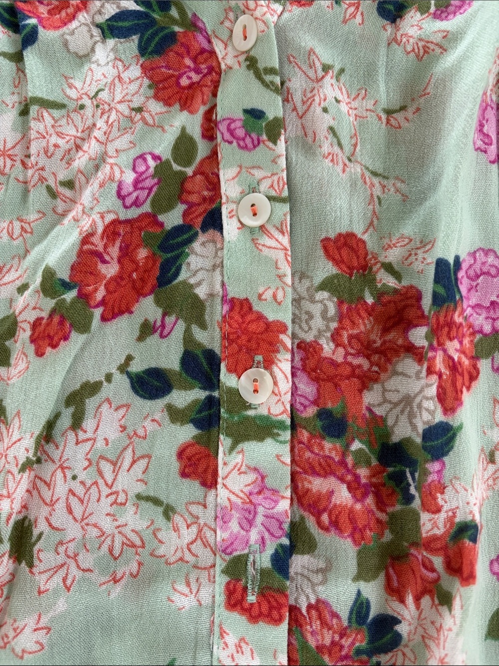 Anthropologie | Meadow Rue Floral Pintucked Top Green Size 4 Small NWT - Picture 6 of 7